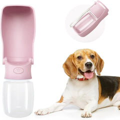 SOICTA pink 19oz dog water bottle dispensing valve for easy hydration.