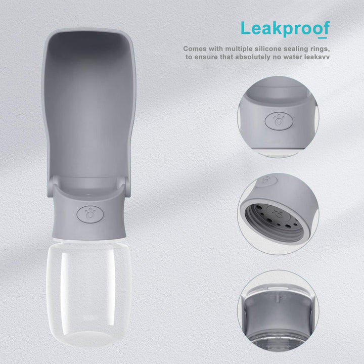 SOICTA portable dog water bottle featuring a leak-proof cap for secure transport.