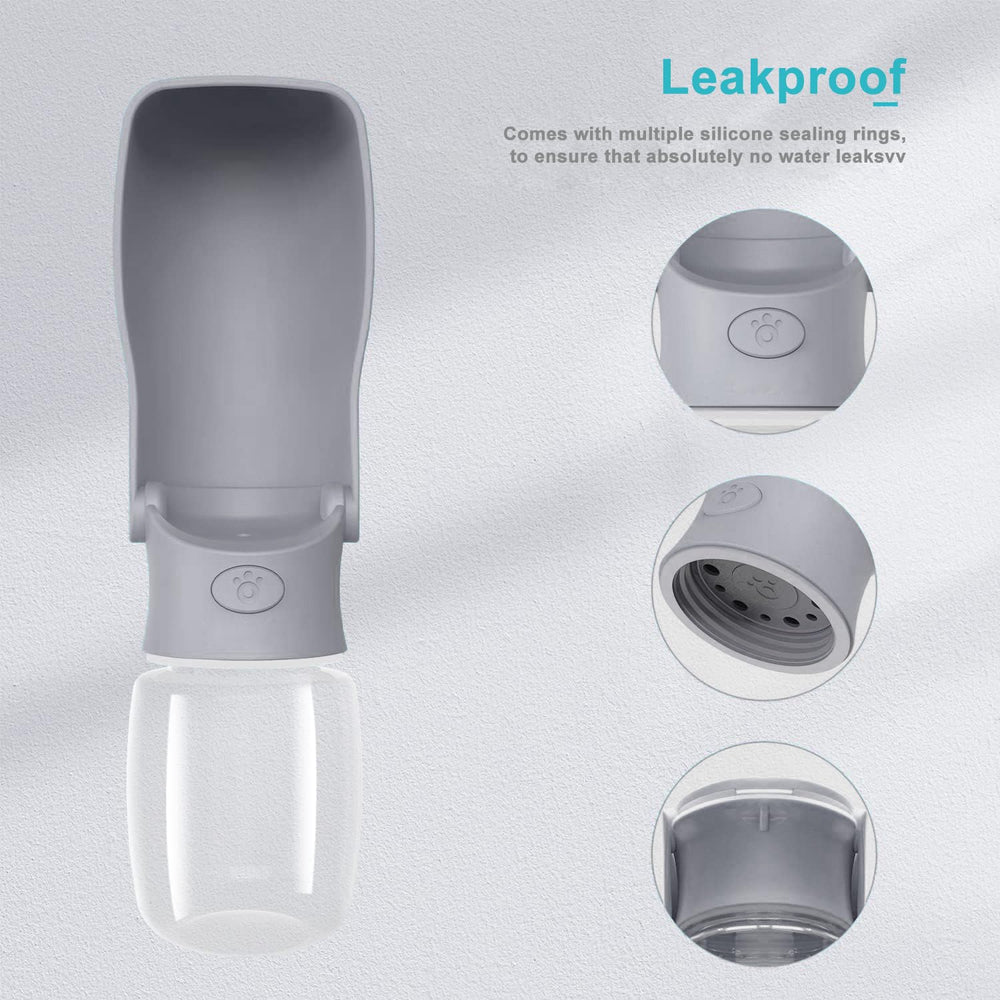 SOICTA portable dog water bottle featuring a leak-proof cap for secure transport.
