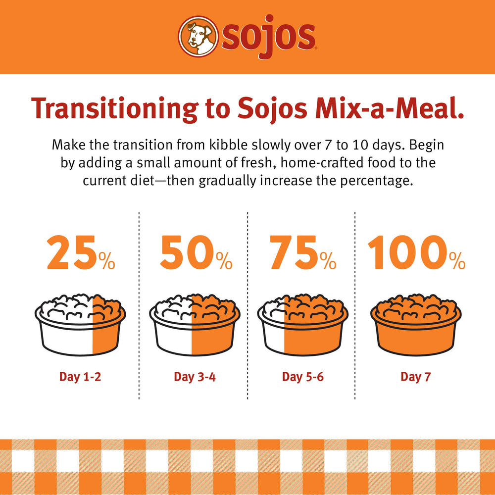 Sojos Mix-A-Meal dog enjoying a prepared meal