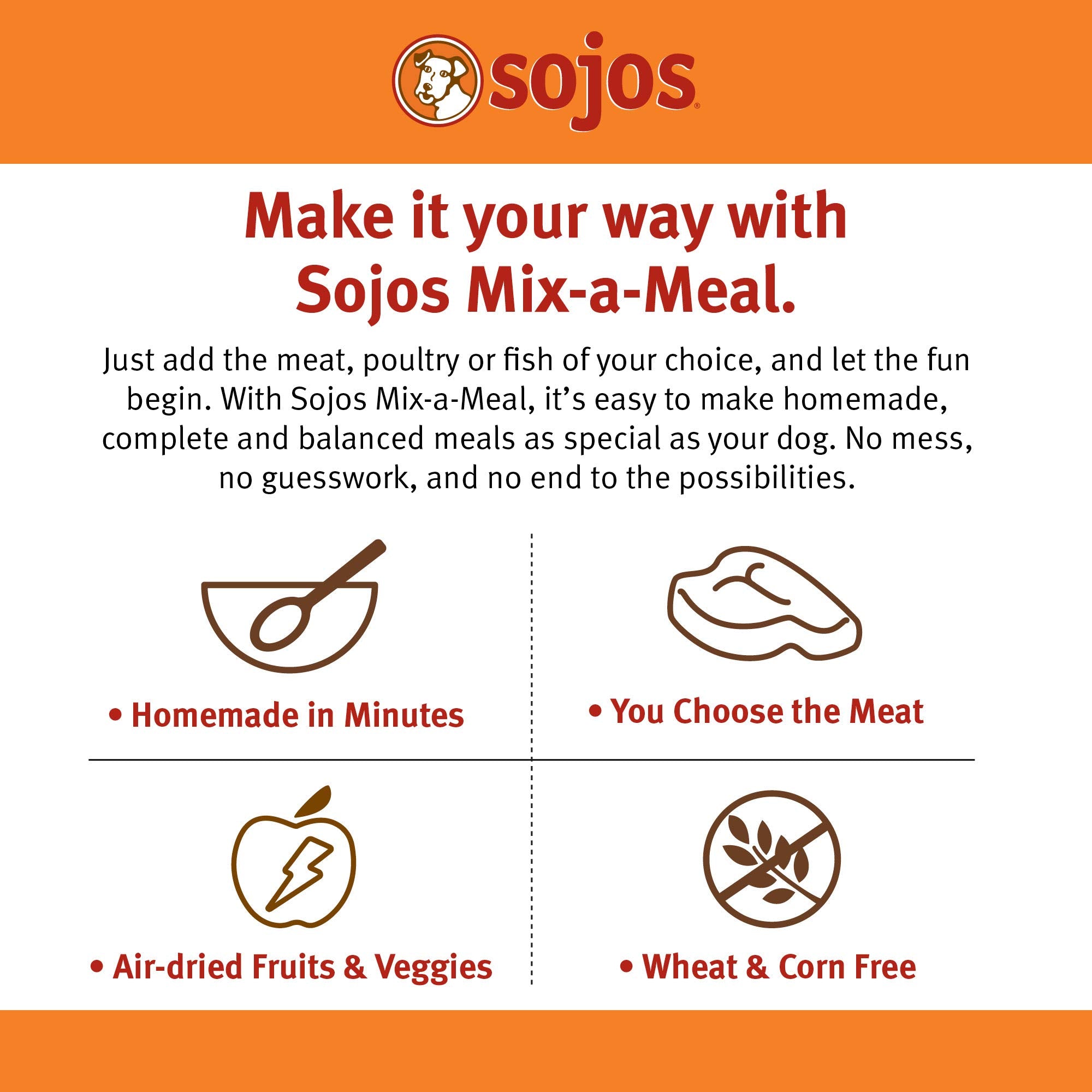 Sojos Mix-A-Meal soaking action rehydrating ingredients