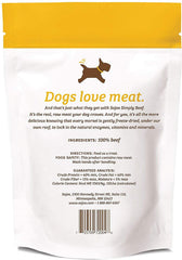 Sojos Simply Beef Dog Treats pack closeup, freeze-dried texture for tasty snacks