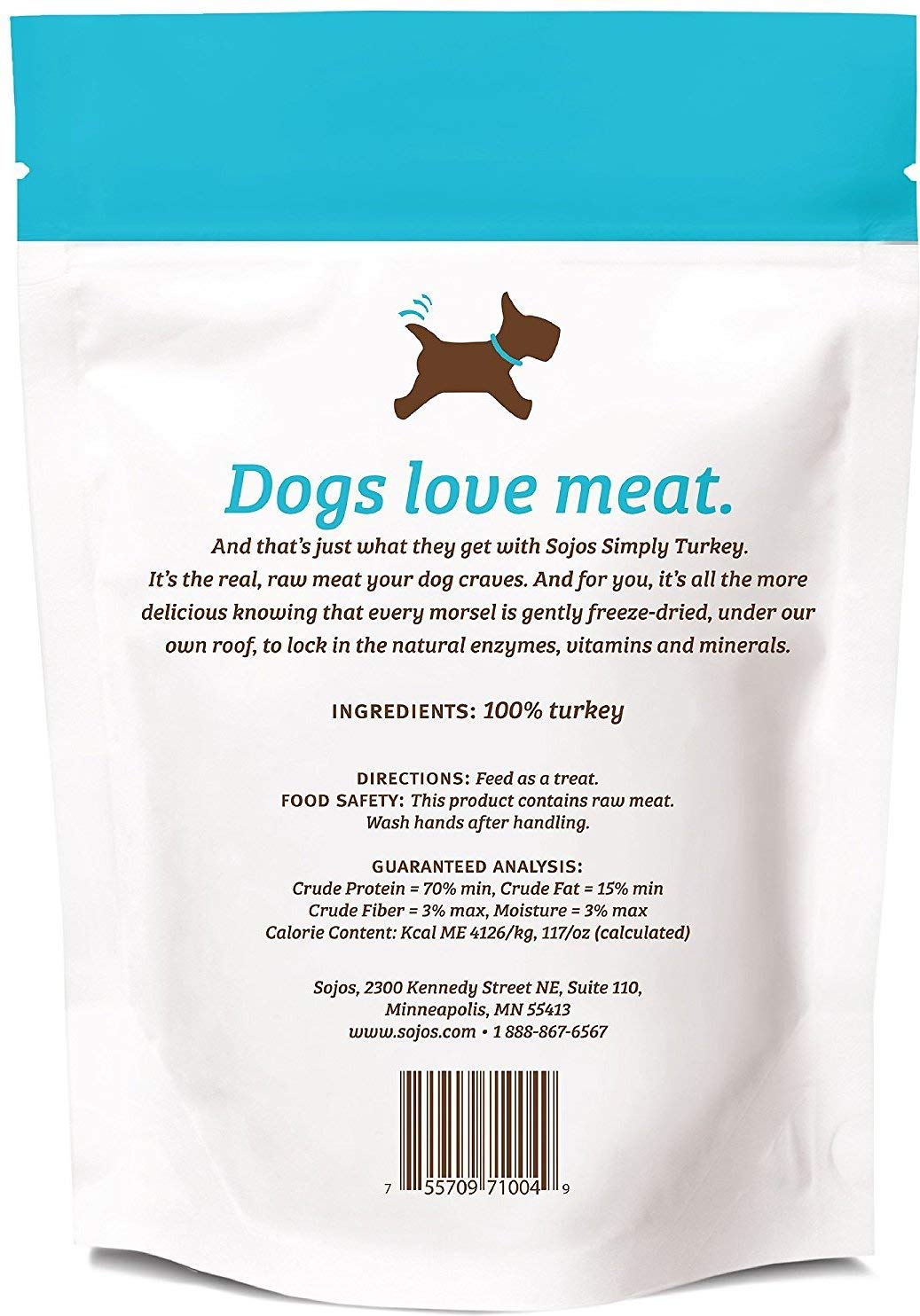 SOJOS Simply Turkey Dog Treats freeze-dried close-up emphasizing raw nutrition