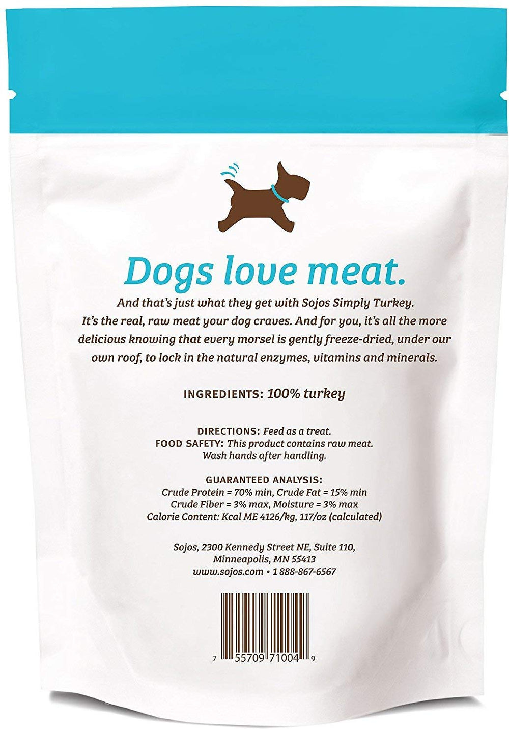 SOJOS Simply Turkey Dog Treats freeze-dried close-up emphasizing raw nutrition