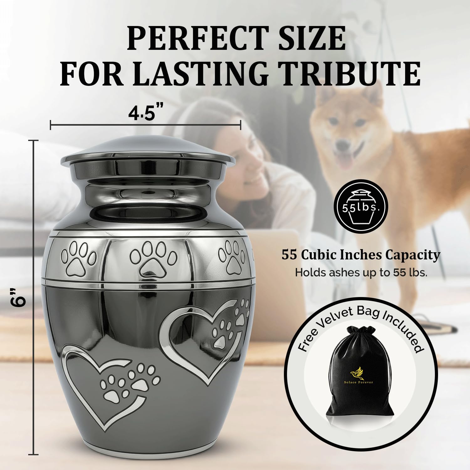 Solace Forever urn with screw-top lid securely containing ashes.