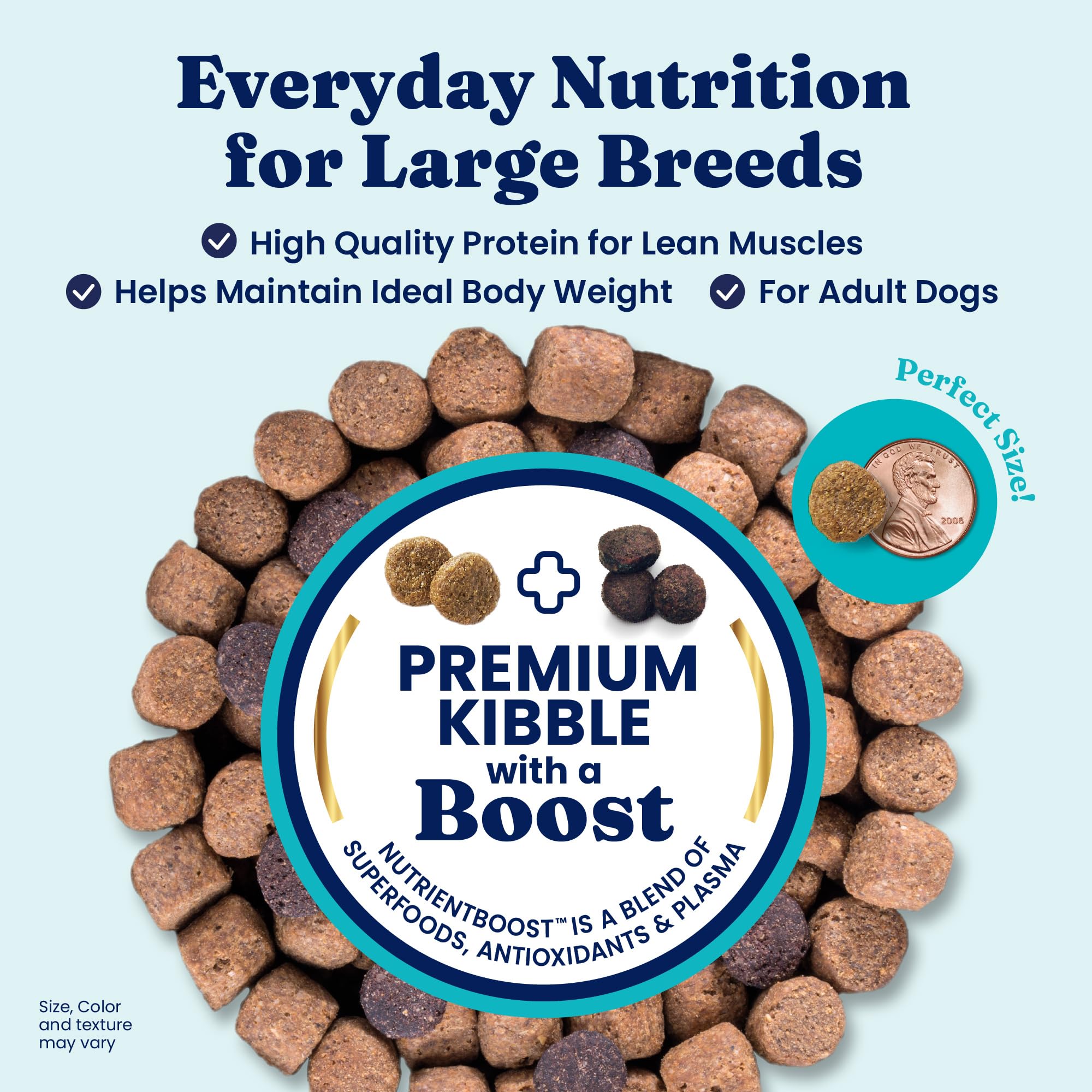 Solid Gold Bison dry dog food large-breed kibble closeup emphasizes high-protein bites