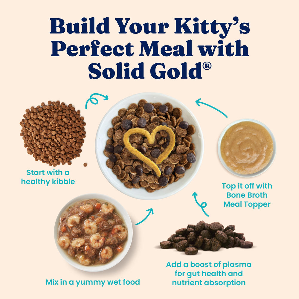 Solid Gold topper suitable for kittens and seniors to add meal variety