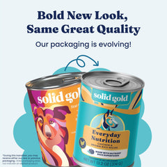 Solid Gold lean protein chicken image emphasizing high-protein wet dog food benefits.