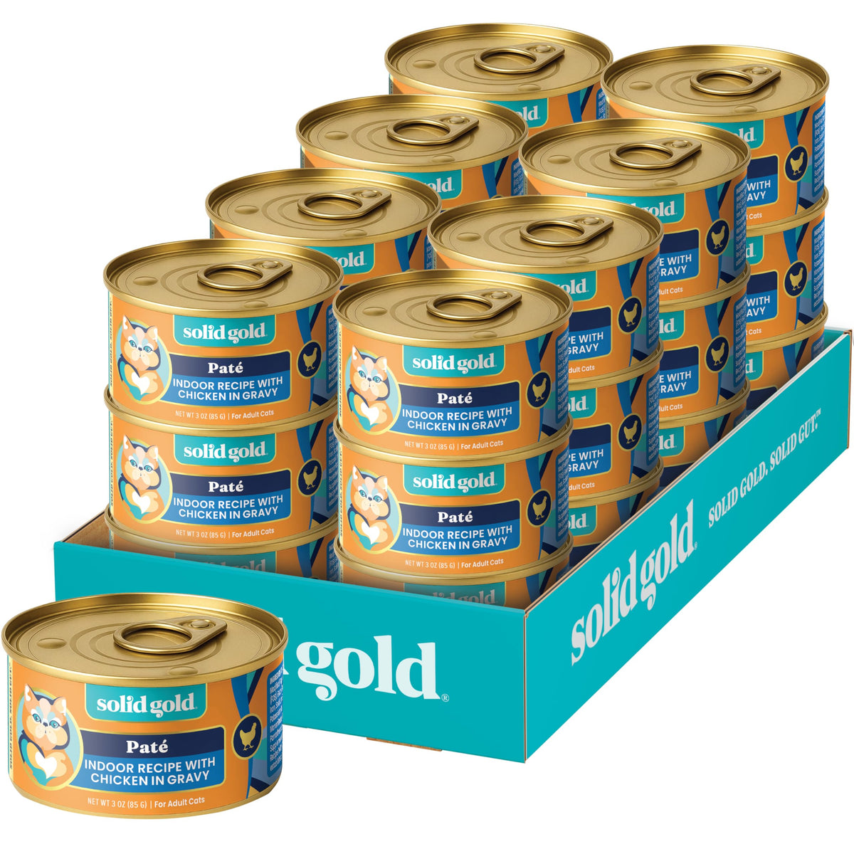 Solid Gold Chicken Pate in indoor-cat bowl promotes hydration and palatability