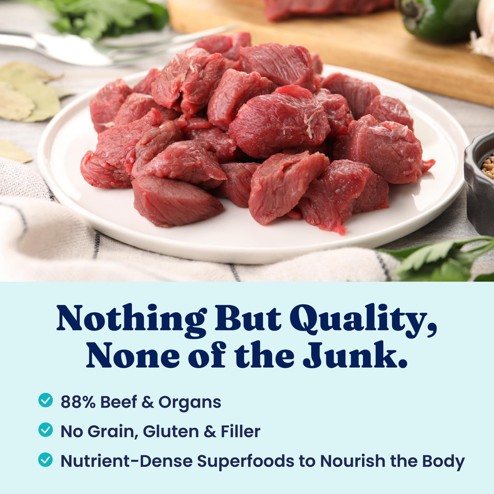 Solid Gold freeze-dried dog food beef-chunks entice picky eaters.
