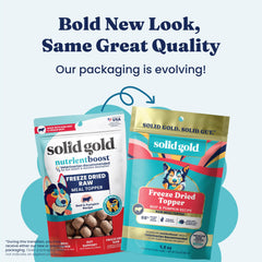 Solid Gold NutrientBoost topper packs protein and nutrients in one bite.