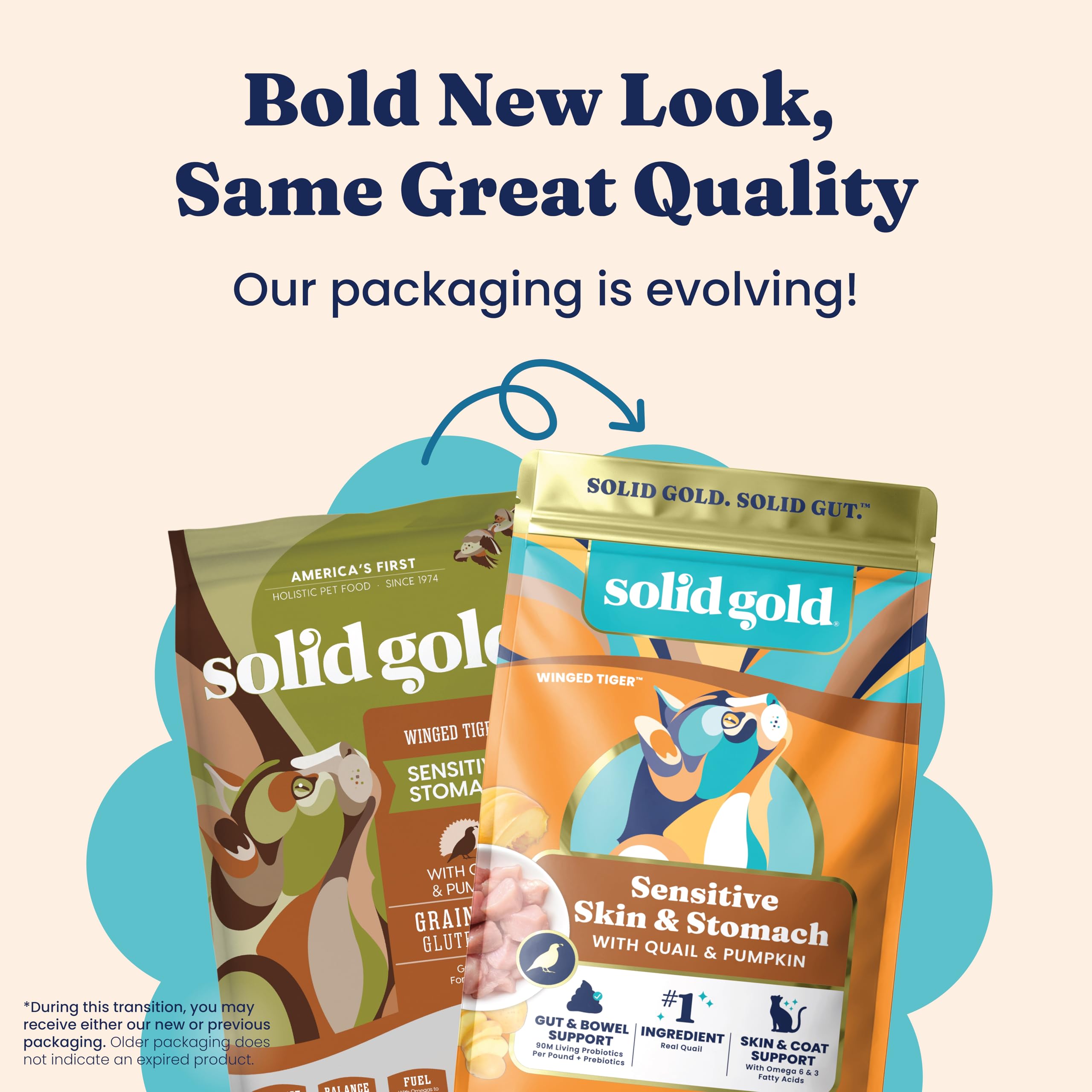 Solid Gold indoor senior cat packaging 6lb highlights convenient size for long-term feeding