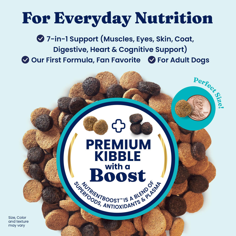 Solid Gold Lamb Dog Food kibble closeup emphasizes high-protein real meat first ingredient.