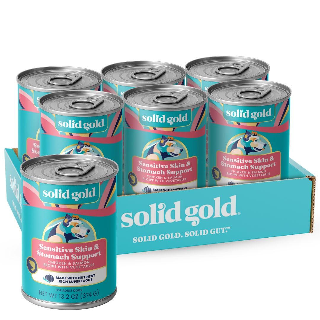 Solid Gold Leaping Waters chicken and salmon pate for sensitive stomachs with protein-rich nutrition