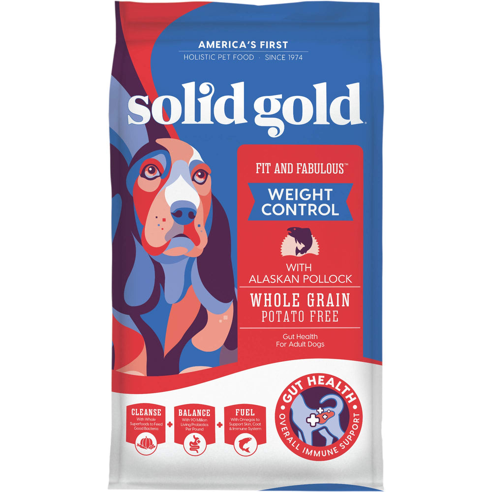 Solid Gold probiotics label illustrating gut health support for dogs.