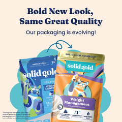 Solid Gold probiotics and prebiotics close-up indicating gut health support.