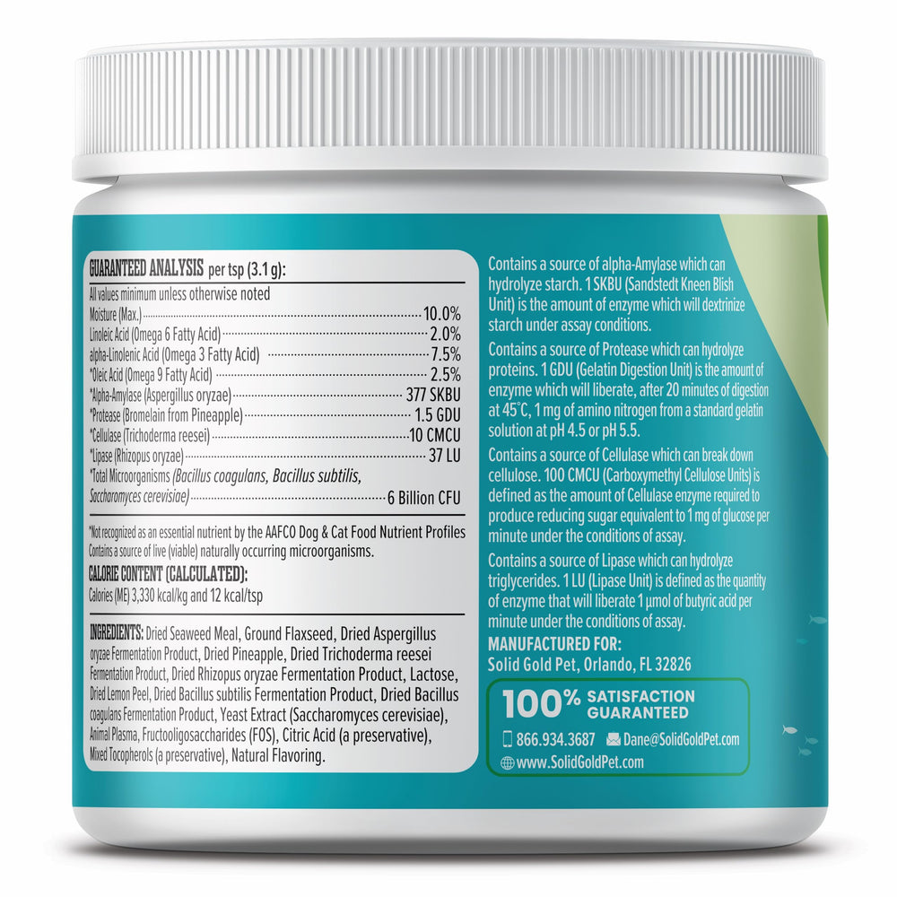 SeaMeal pet probiotic suitable for dogs and cats of various sizes.