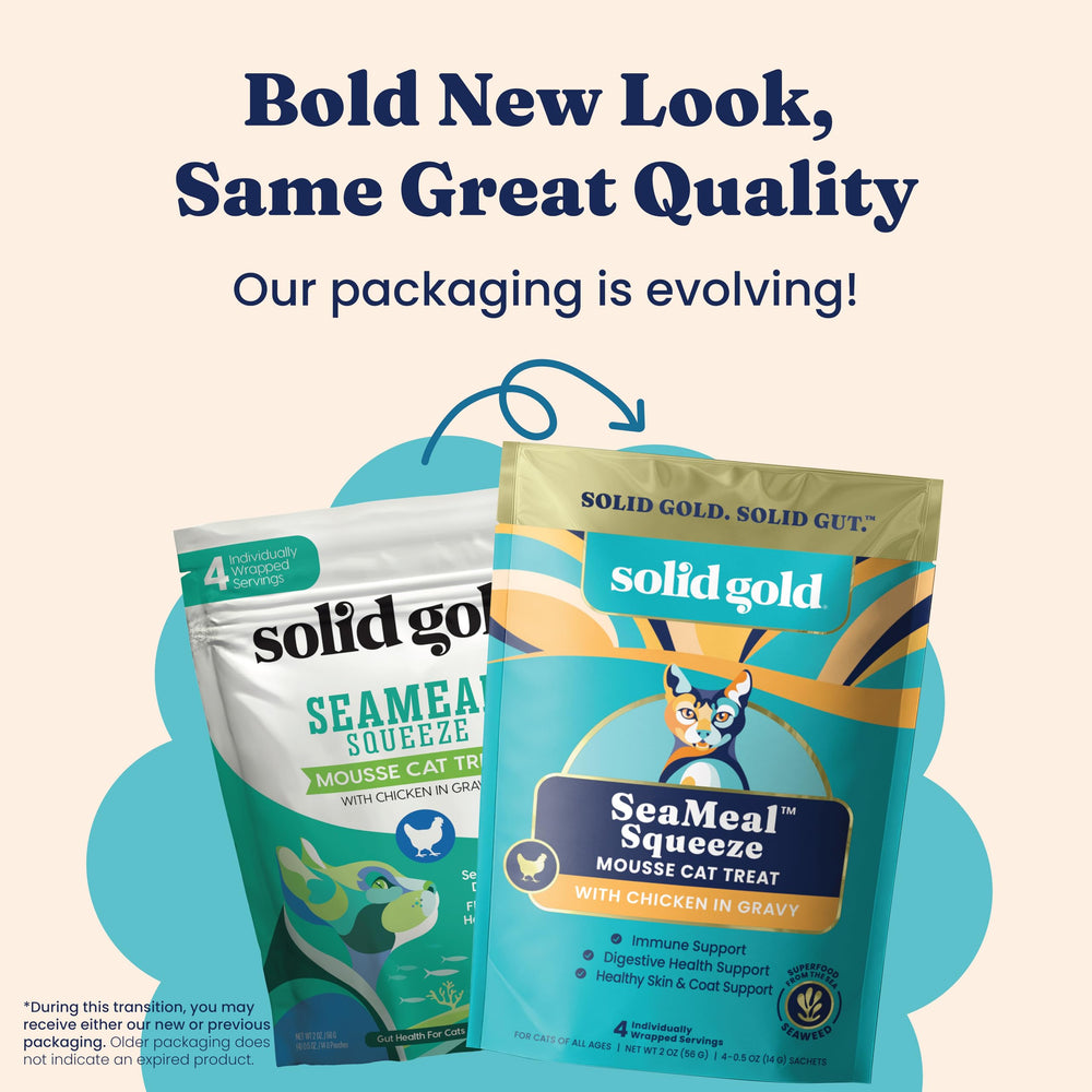 Solid Gold SeaMeal Squeeze seaweed closeup emphasizes fiber and minerals.