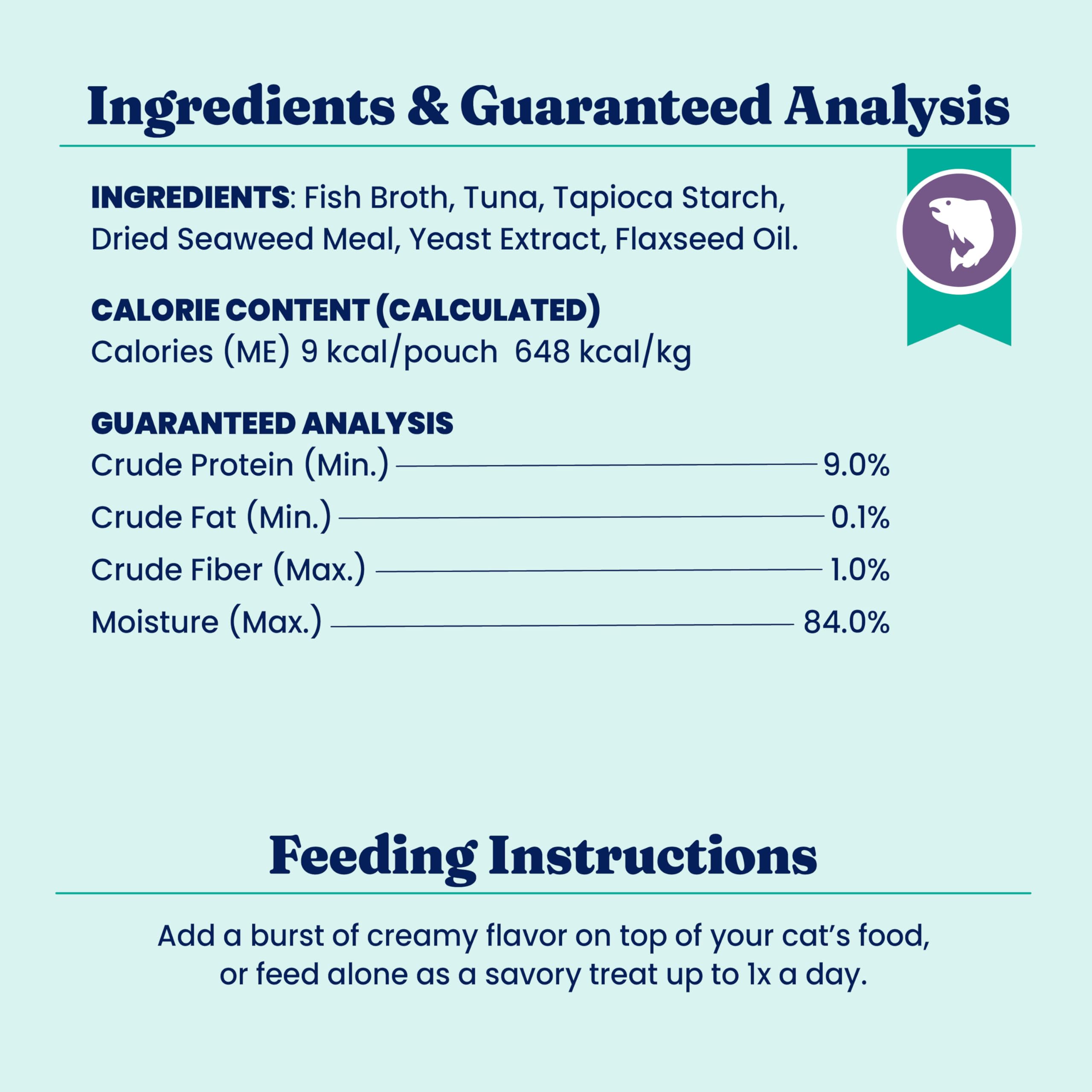 Solid Gold SeaMeal Squeeze Tuna treats—seaweed and flaxseed details support healthy nutrition.