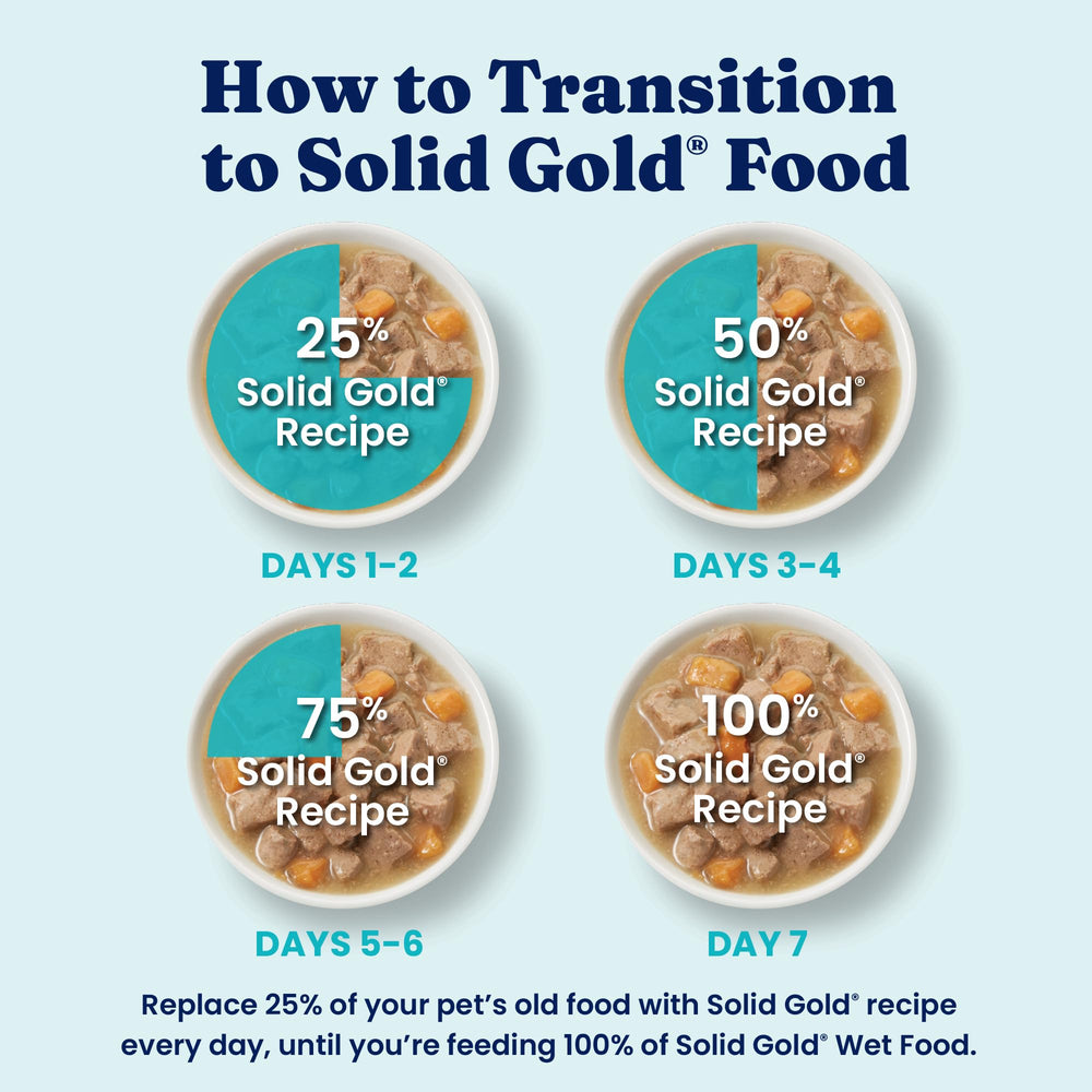 Solid Gold small-breed wet food suitable for puppies and seniors alike.