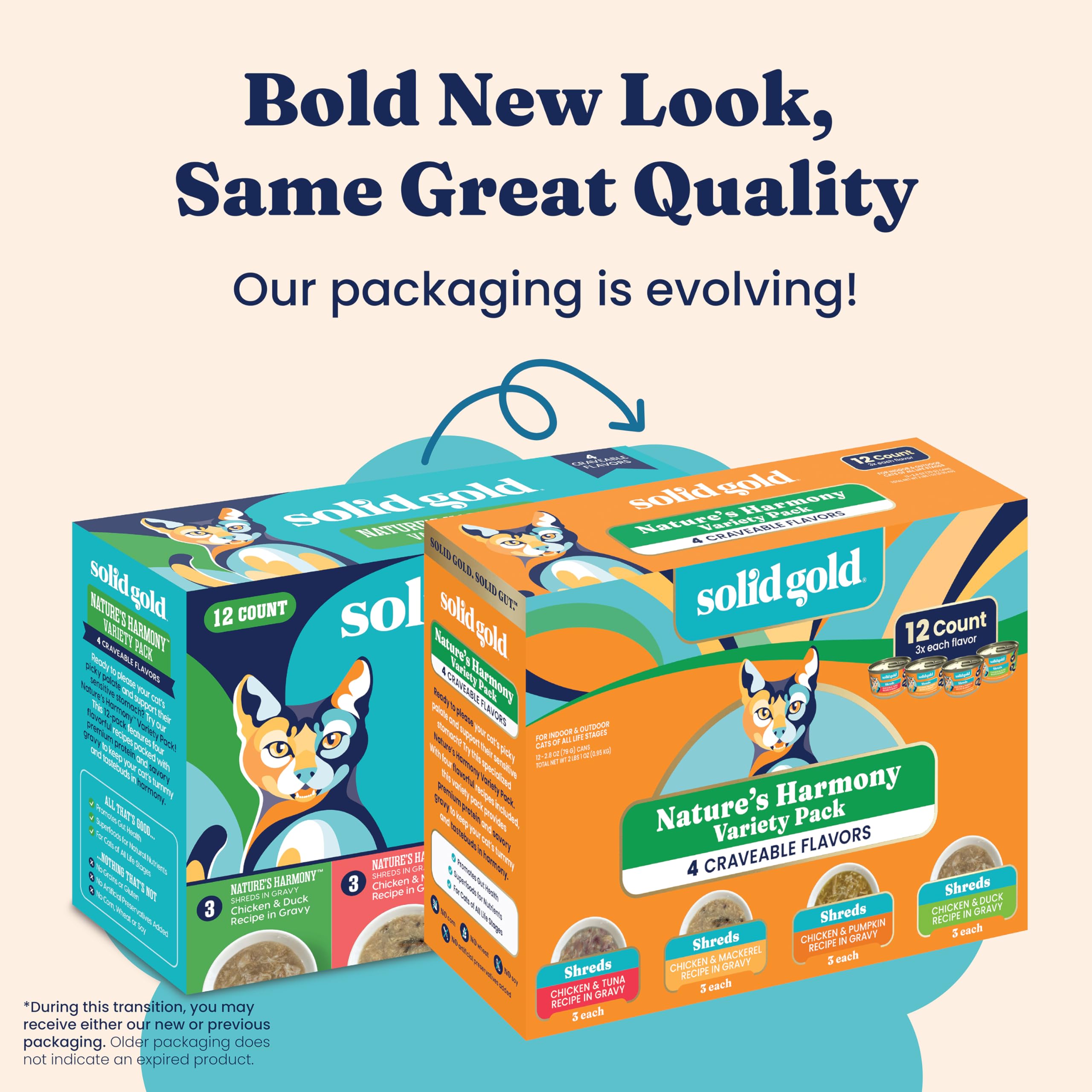 Solid Gold soft-texture wet cat food in bowl, easy to chew