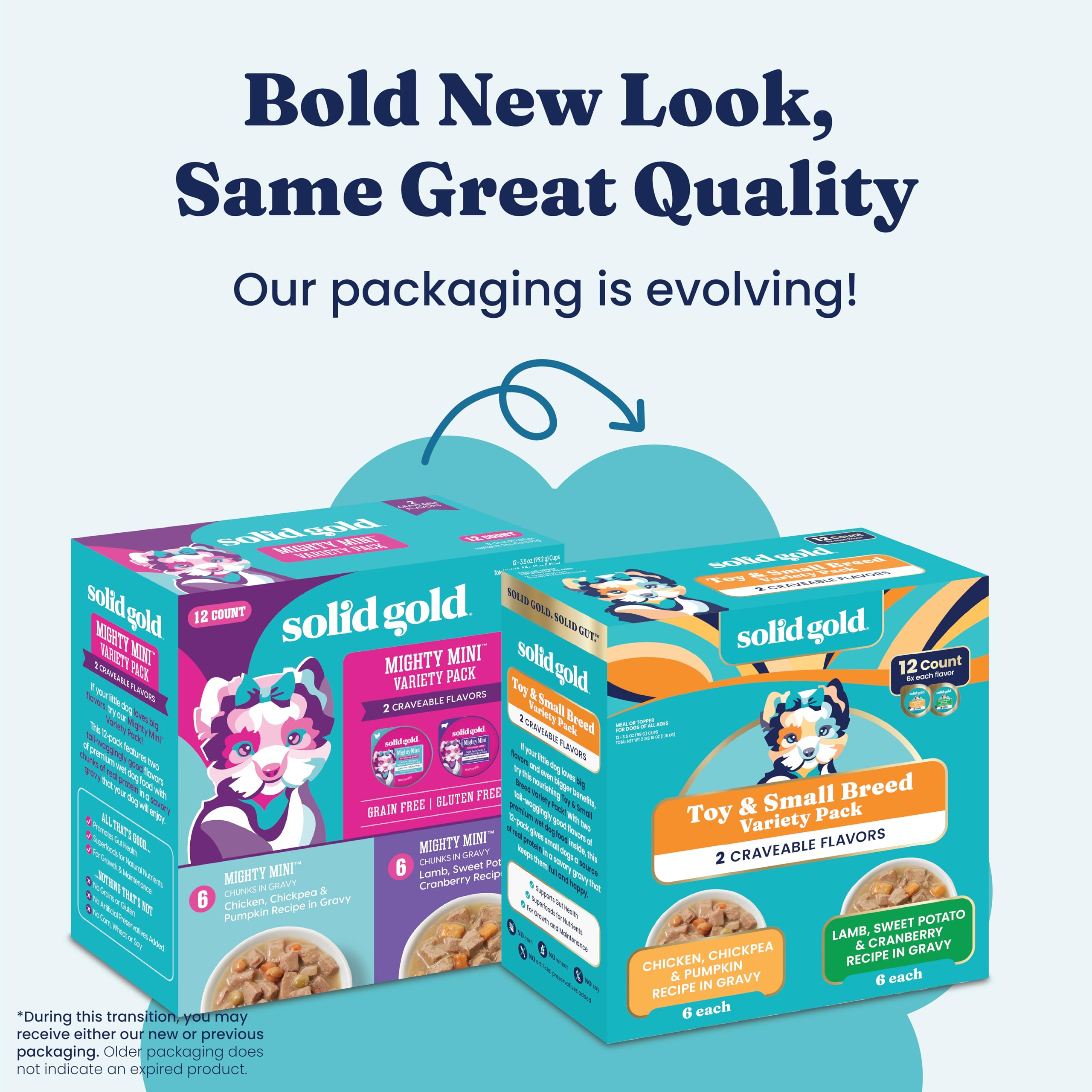 Solid Gold soft-texture wet food facilitates easy chewing.