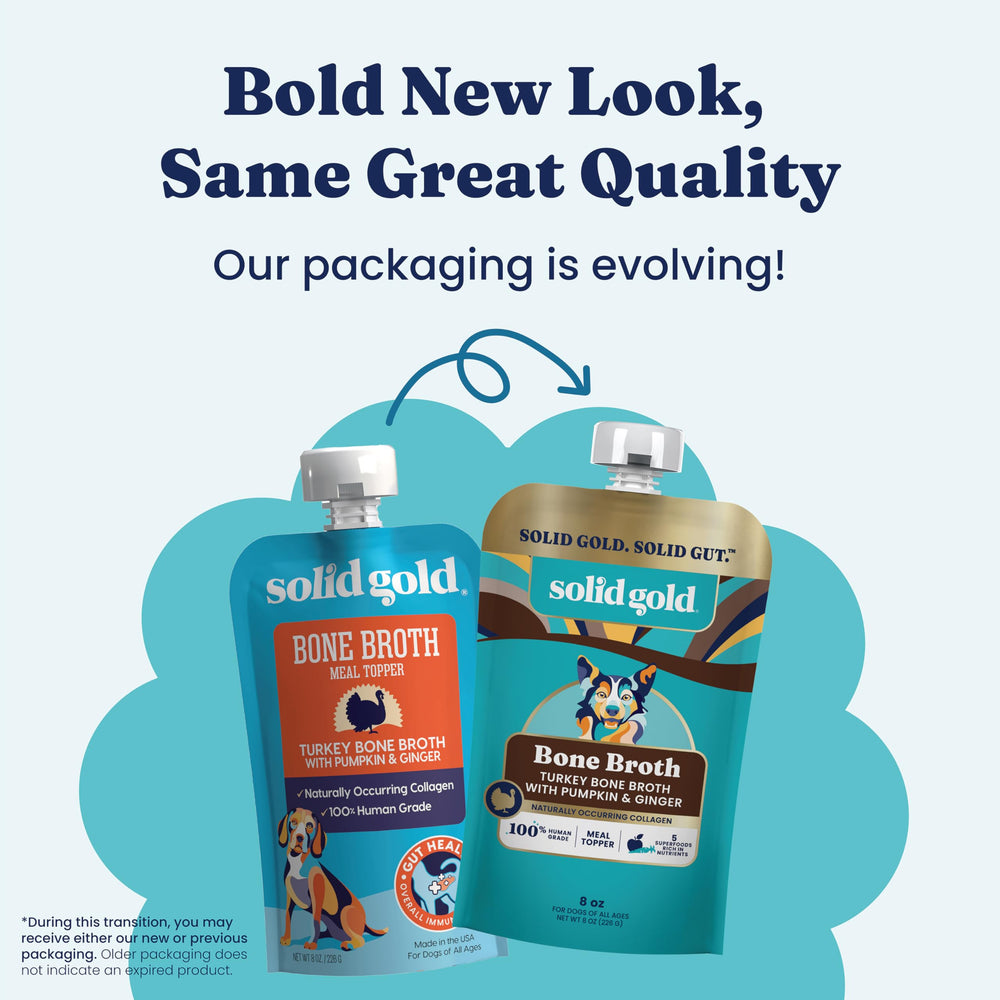 Solid Gold turkey bone broth collagen topper adds flavor and protein to meals