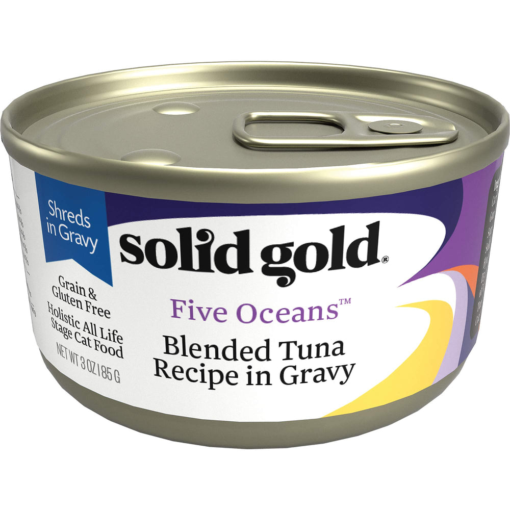 Texture-rich Solid Gold wet cat food, perfect as a mealtime topper