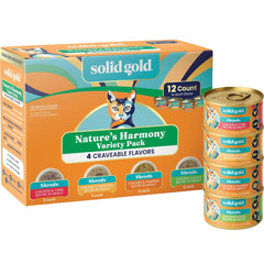 Solid Gold variety-pack with shreds in gravy cup, ideal for hydration