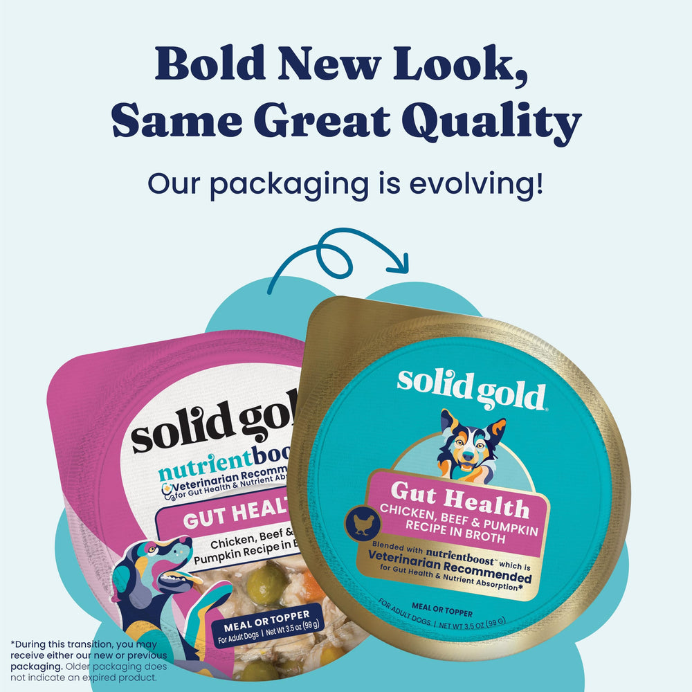 Solid Gold NutrientBoost blend supports skin, digestion, and immune health in dogs.