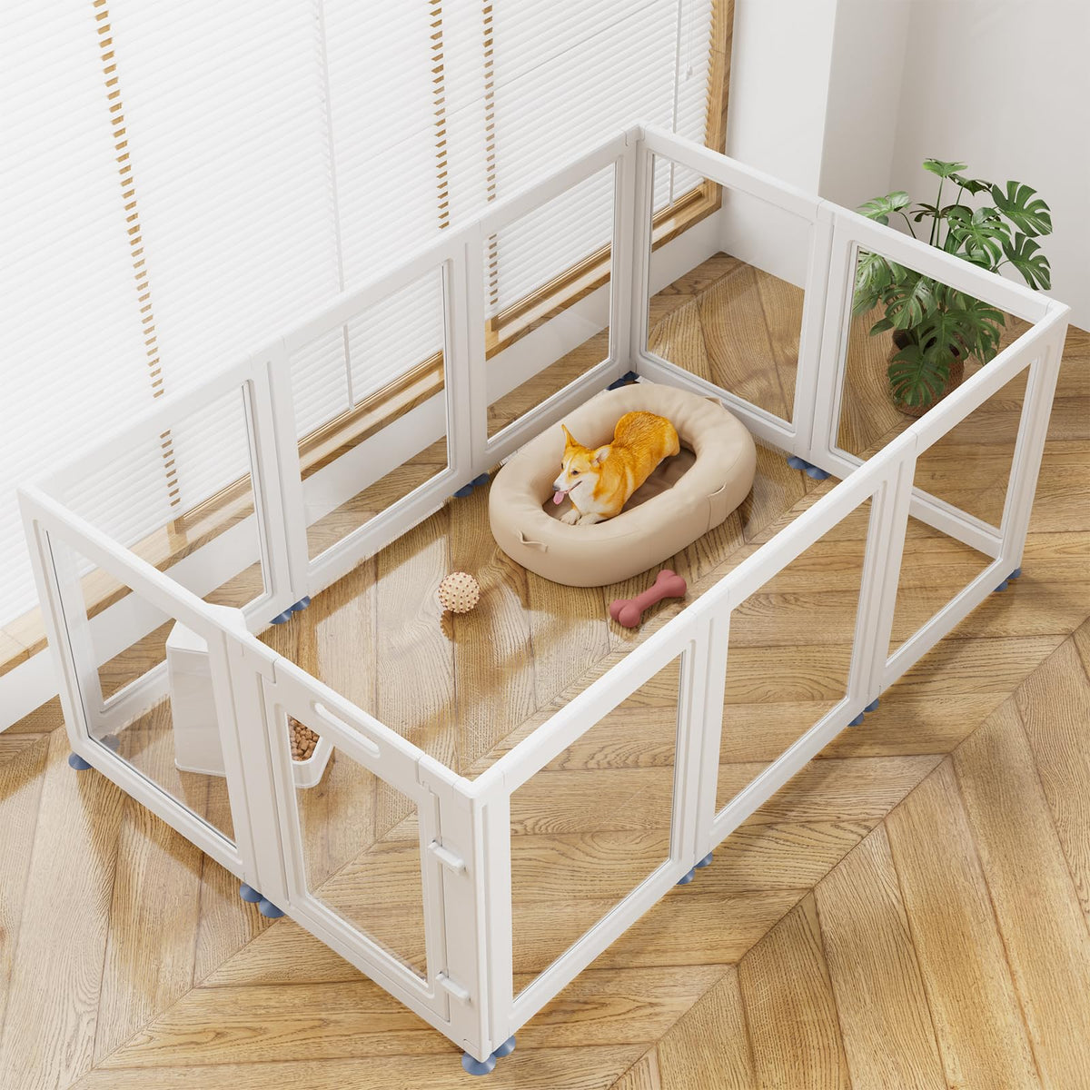 SOLOWINNER clear dog playpen panel enables easy monitoring and quick cleanups.