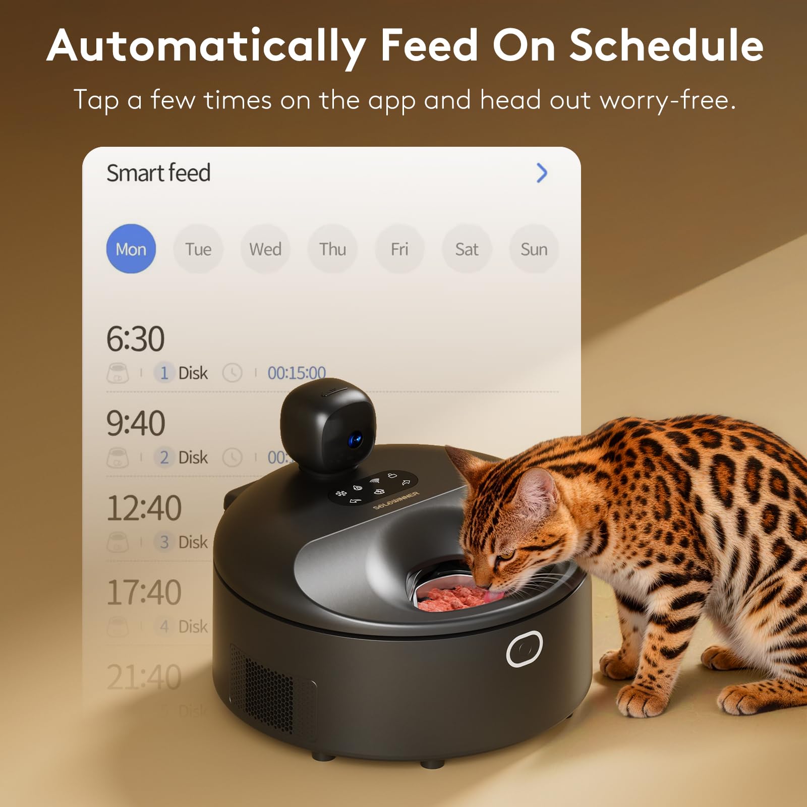 SOLOWINNER pre-heating warms meals to a cat-friendly temperature.