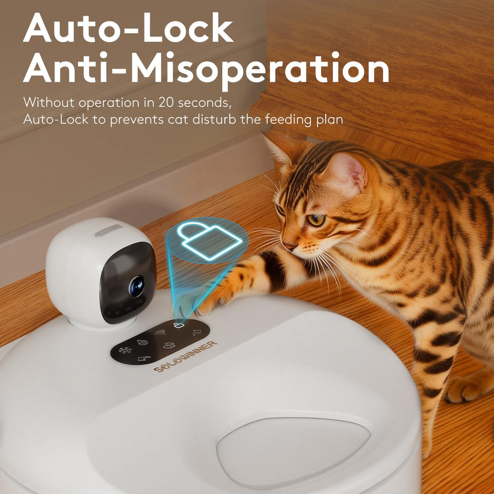 SOLOWINNER two-way audio enables personalized meal calls to reassure your cat