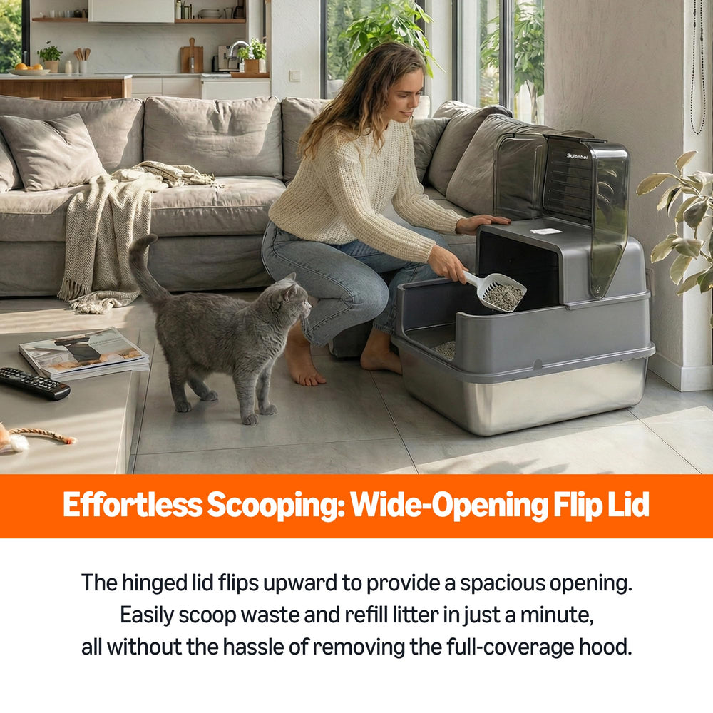 Hinged lid on Solpobei enables thorough, easy cleaning.