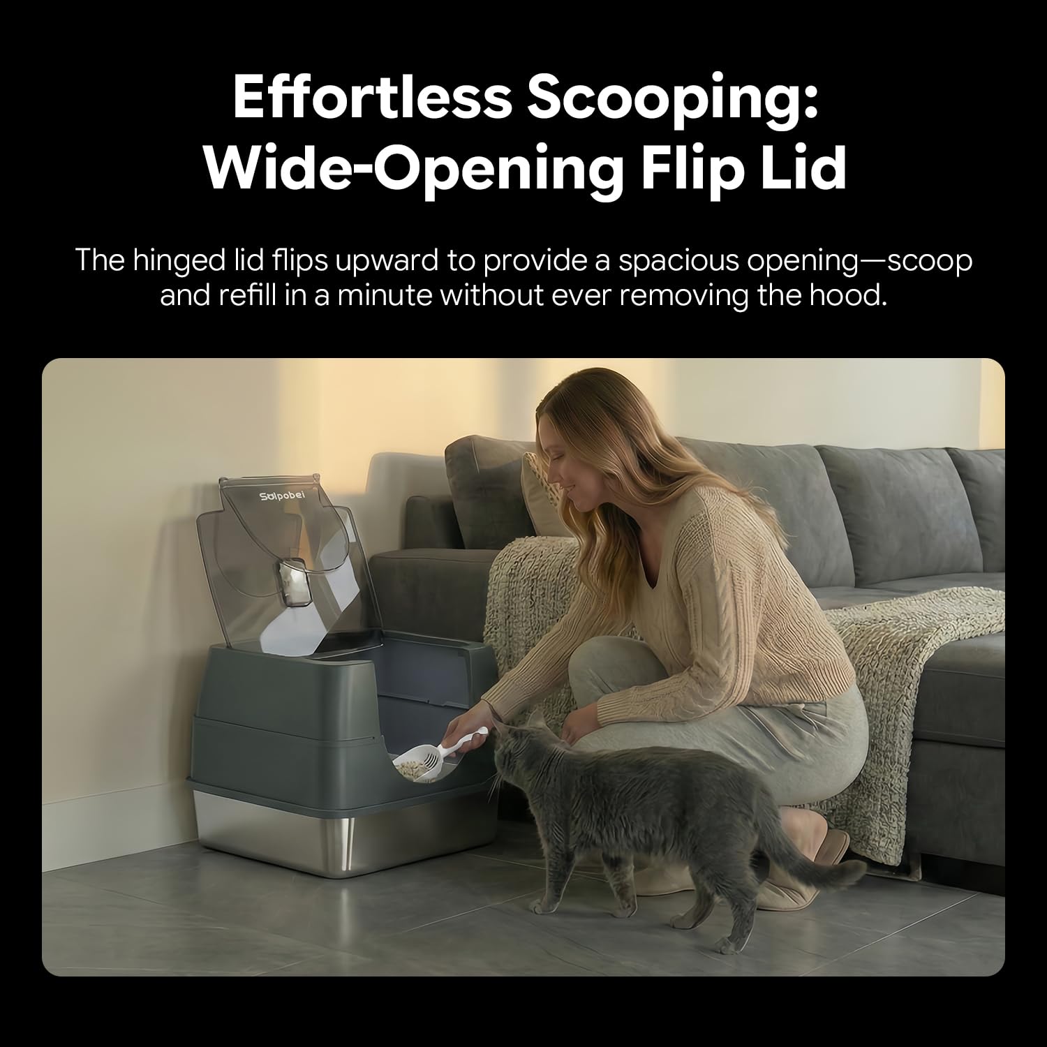 Solpobei high-sided design keeps litter contained for active diggers.
