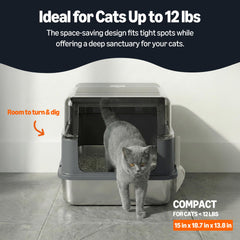 High-sided Solpobei litter box to reduce mess from digging cats.