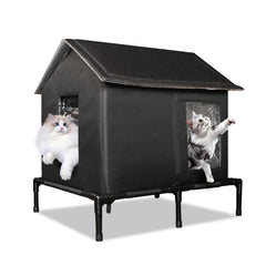 Solvify Outdoor Cat House front view highlights weatherproof shelter for feral cats.