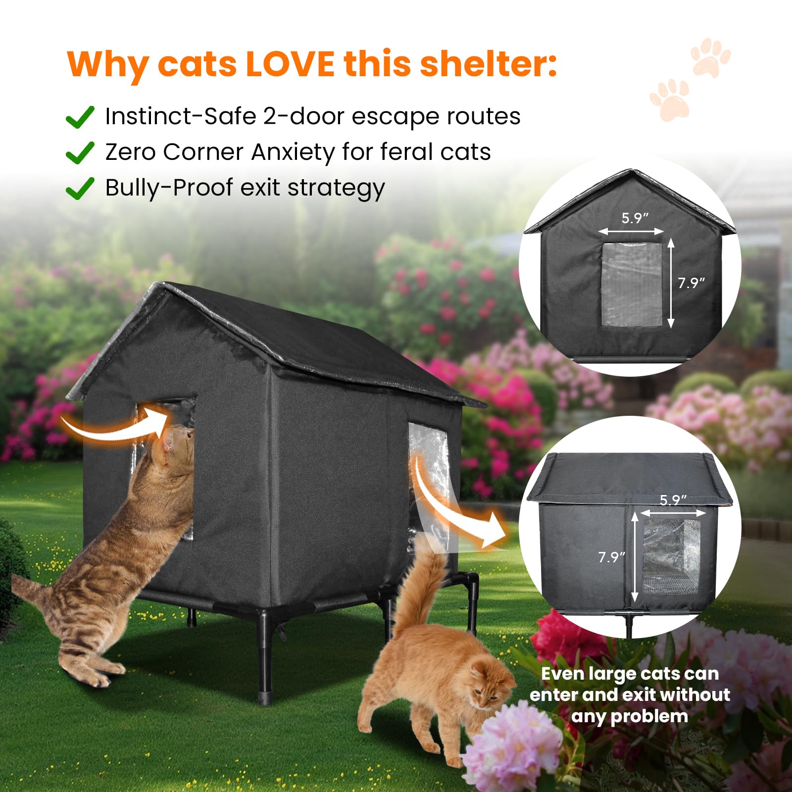 Solvify Outdoor Cat House waterproof material protects against rain and moisture.