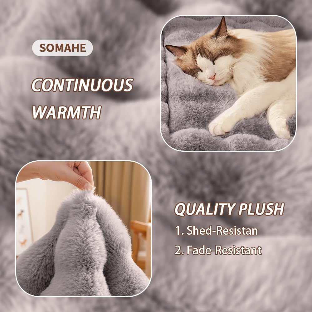 Close-up of SOMAHE bed mat reveals dense plush fibers.