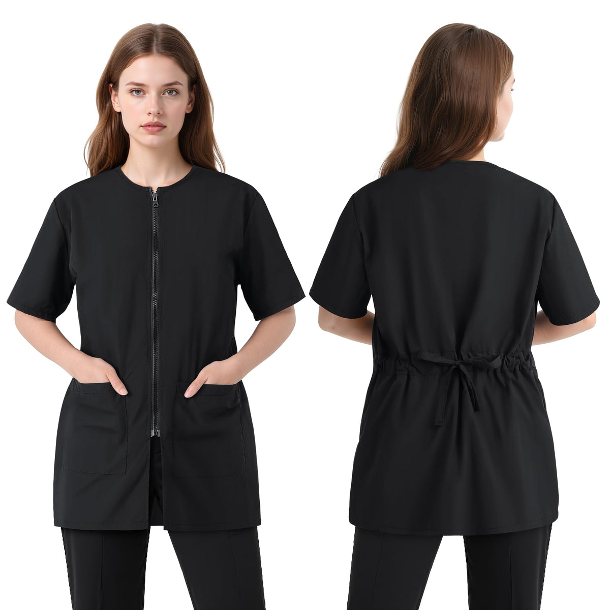SOMSOC grooming workwear with short sleeves and zip-front for water-resistant comfort and easy wear.