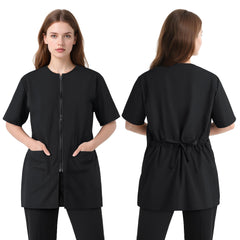 SOMSOC grooming workwear with short sleeves and zip-front for water-resistant comfort and easy wear.