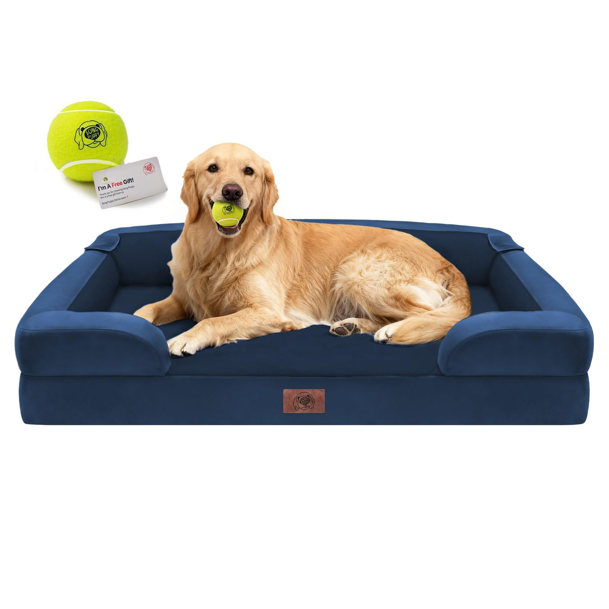 Song Puppy extra-large dog bed with orthopedic foam supports joints for restful sleep.
