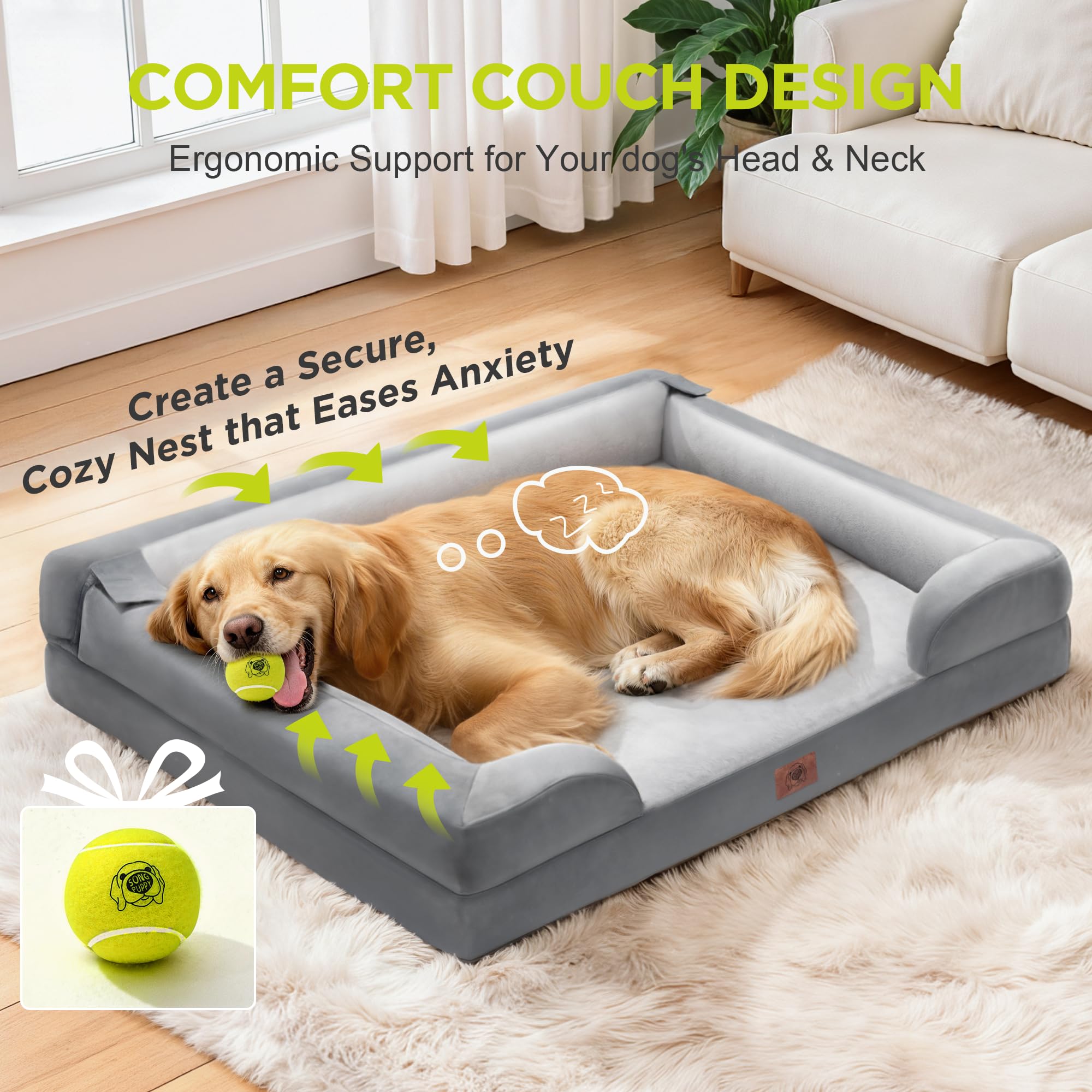 Song Puppy removable cover is machine washable for easy cleaning