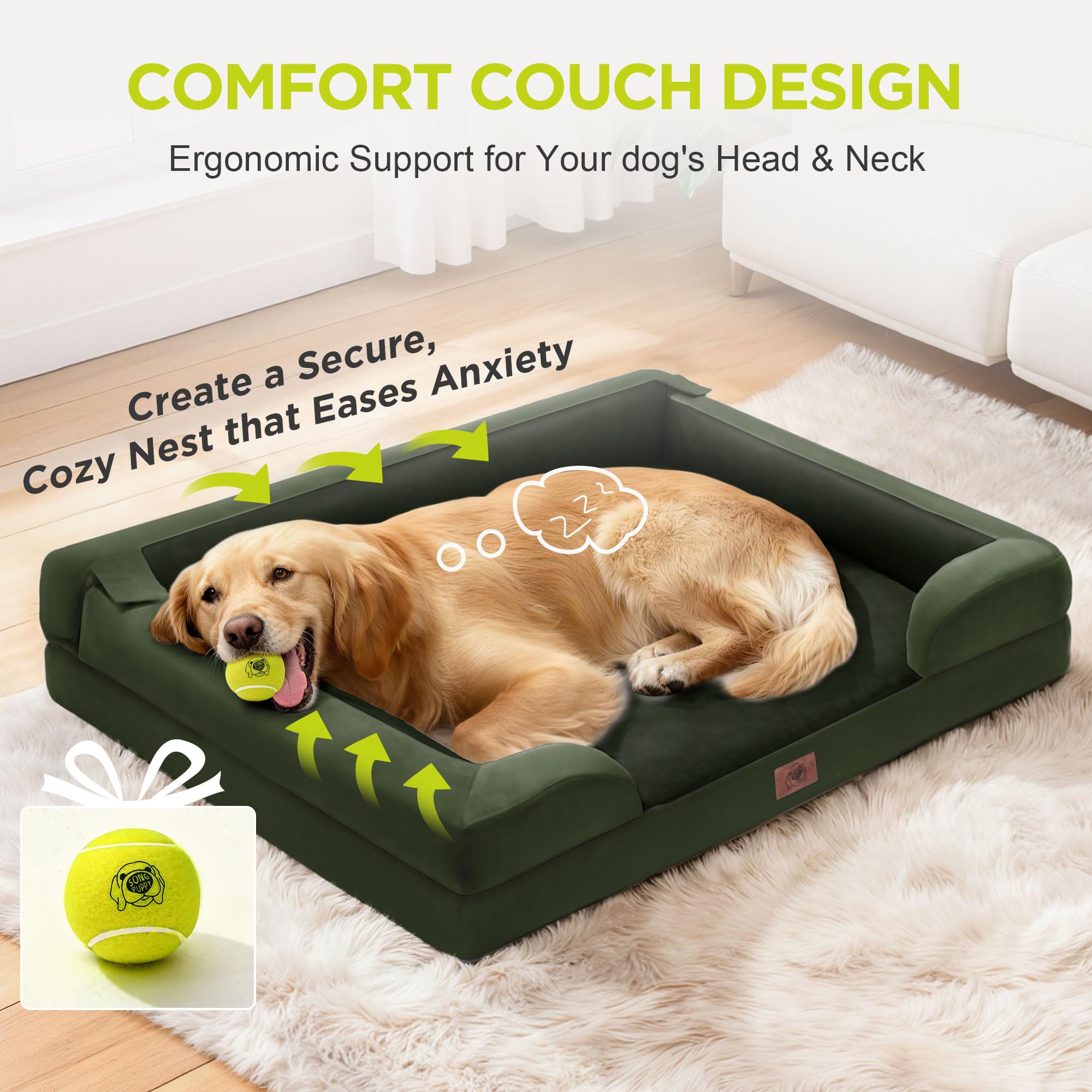 Song Puppy tennis ball toy included for interactive play