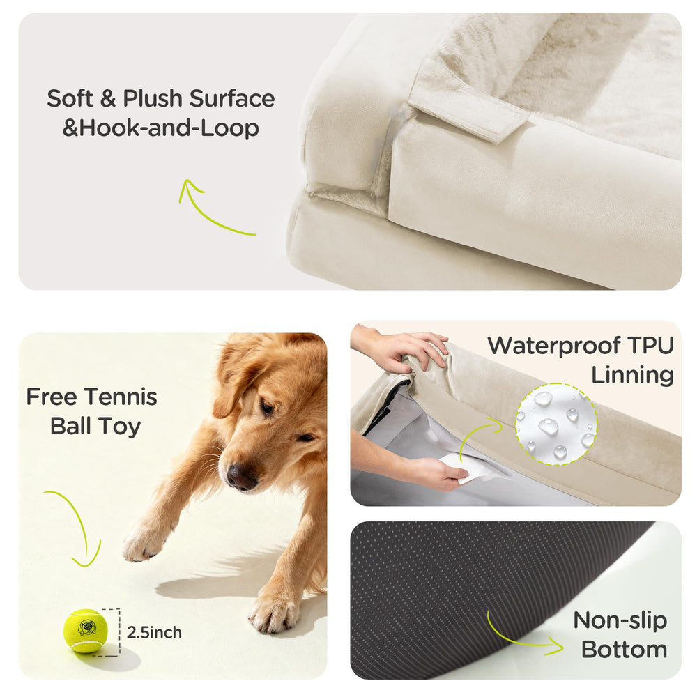 Waterproof lining and non-slip bottom keep Song Puppy bed in place on floors.