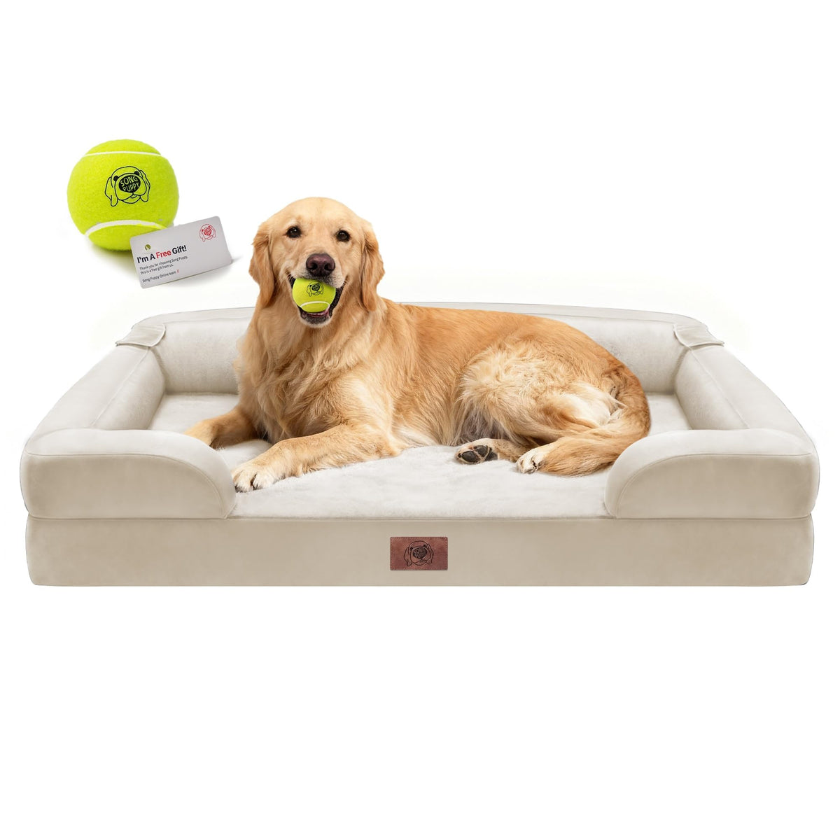 Song Puppy XL orthopedic bed top view shows supportive bolsters for comfort.