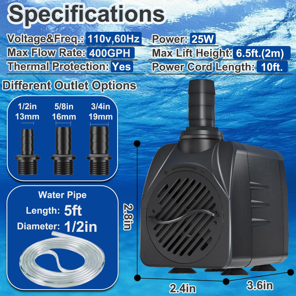 SongLong 400GPH pump angled mount demonstrates flexible placement options.
