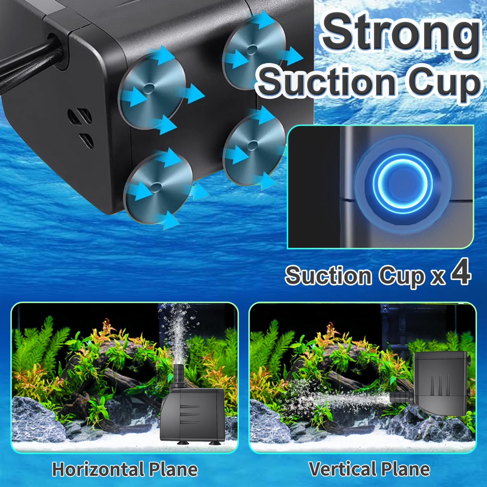 SongLong 400GPH submersible pump with tubing connected for easy installation.