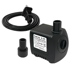 SongLong submersible pump overview showing quiet operation and compact design for ponds and aquariums