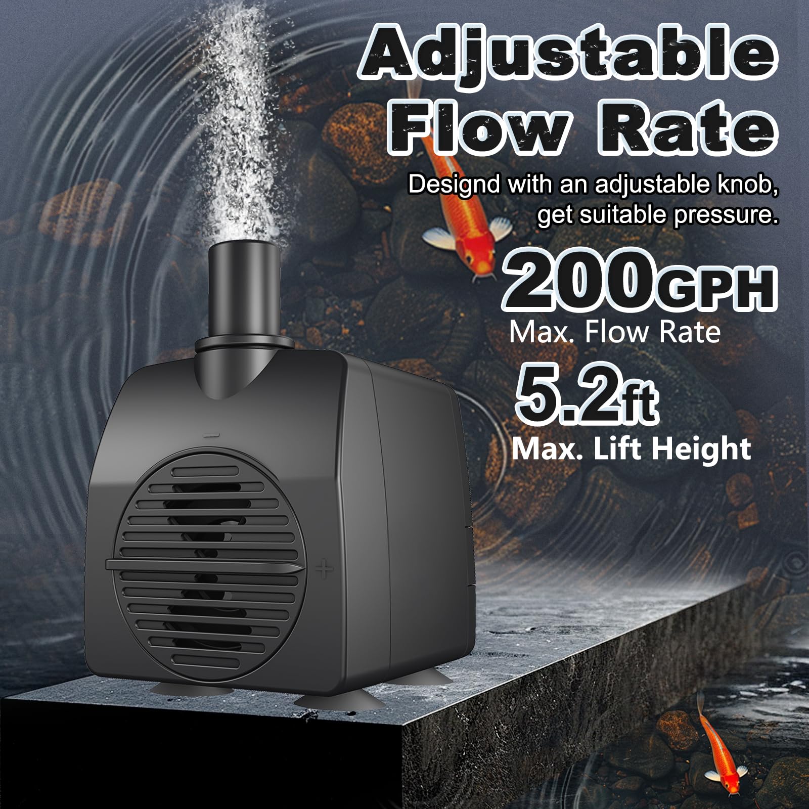 Flow control knob on SongLong pump for precise water pressure.
